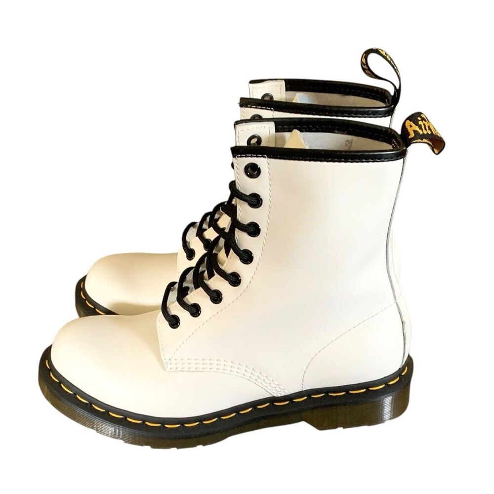 Dr. Martens AirWair White Smooth Leather Combat Boots Womens Size 8 NEW - Picture 5 of 9